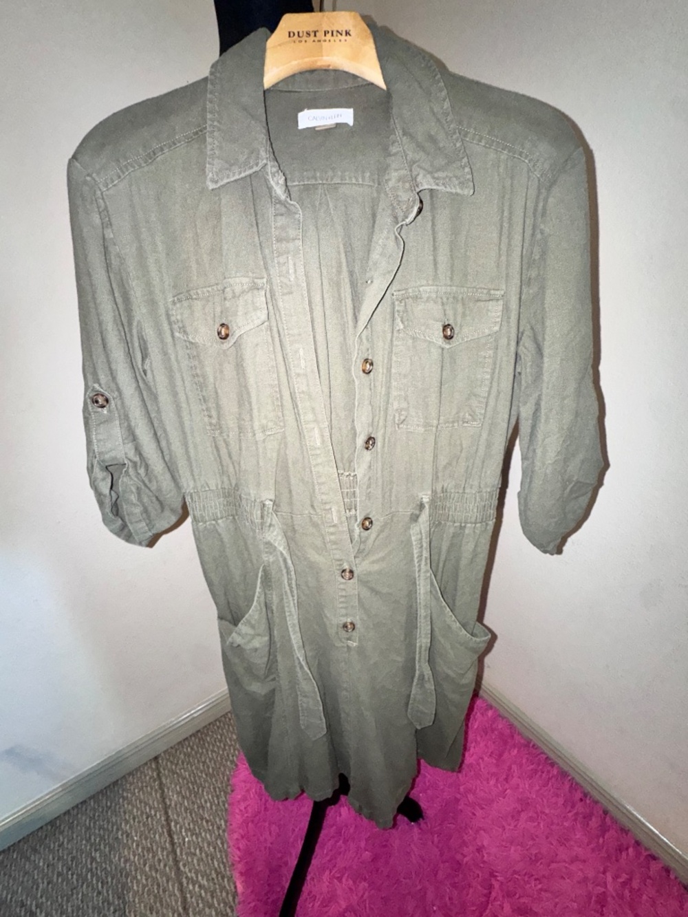 Calvin Klein Washed Linen Blend Shirt Dress - Picture 4 of 4